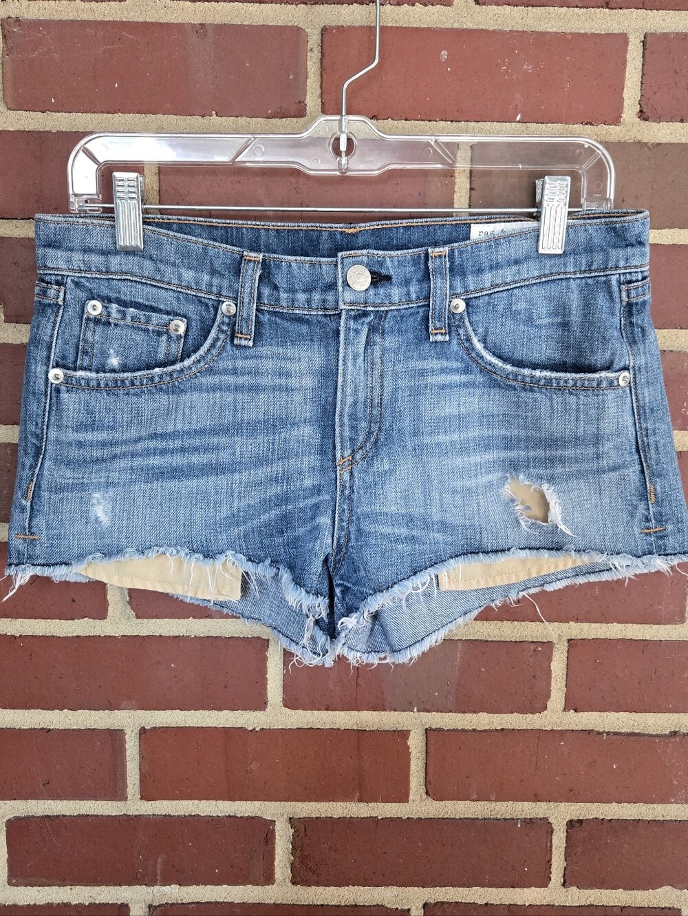 Rag & Bone Jean Cutoff Denim Shorts Size 26 Distressed Frayed Hem Festival Boho - Picture 2 of 8